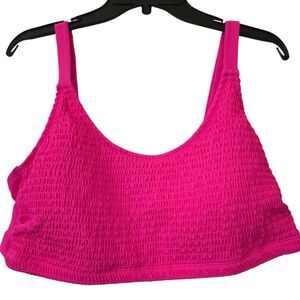 Bright Pink Neon Textured Scoop Neck Bikini Top by Wild Fable Plus 2X NWT